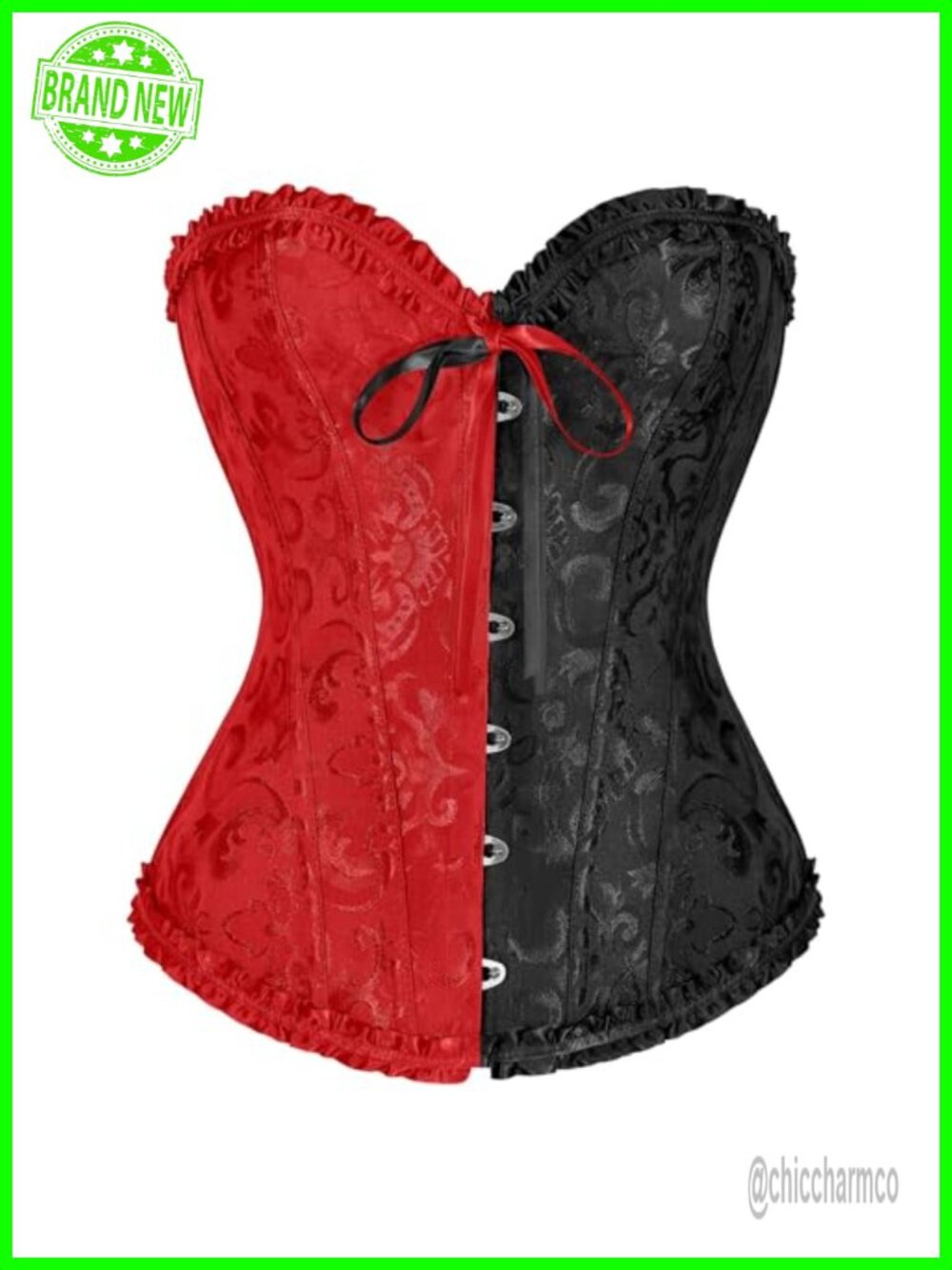 Women's Satin Overbust Corset Lace Up Boned Bustier Shapewear Top